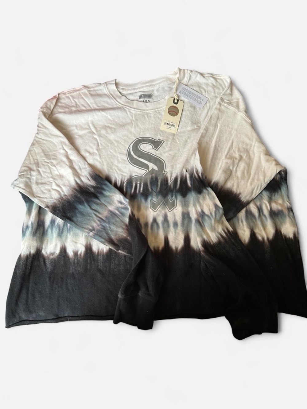 Tailgate Womens Chicago White Sox Cropped Dip Dye shirt Size L NWT